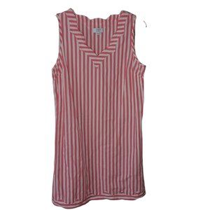 Crown & Ivy Pink And White Stripped Scallop Hem Dress Size 8